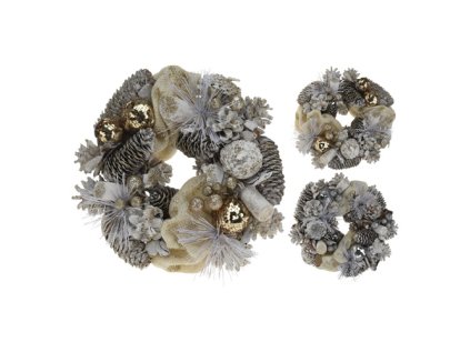 dekorace venec se siskami 25 cm zlaty mix 1ks