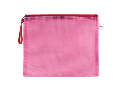 sitovana obalka se zipem pvc a4 cervena