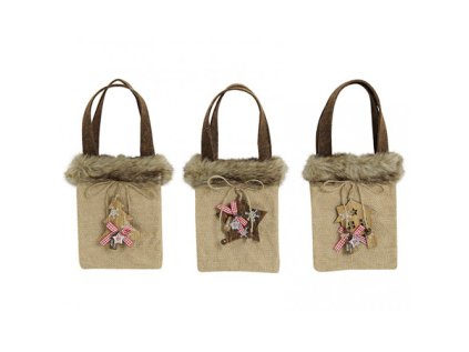 taska vanocni jutova 17x15 cm mix 1ks