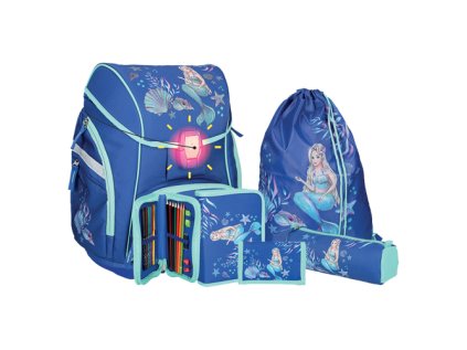 skolni aktovka 5 dilny set pro light mermaid led