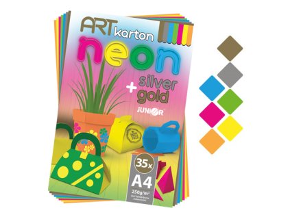 slozka barevneho papiru a4 vykresu art karton 35 listu 7 barev neon 250g m2