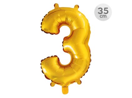 balon narozeninovy 35 cm cislo 3 zlaty