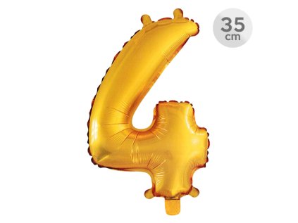 balon narozeninovy 35 cm cislo 4 zlaty