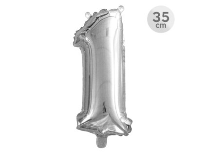balon narozeninovy 35 cm cislo 1 stribrny