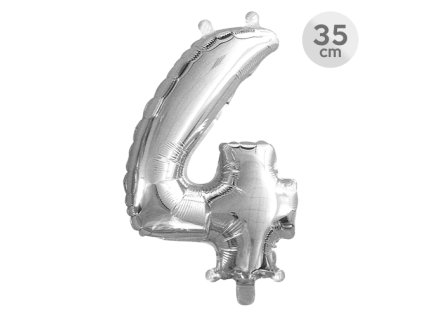 balon narozeninovy 35 cm cislo 4 stribrny