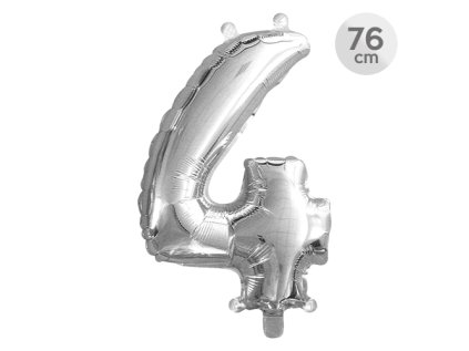 balon narozeninovy 76 cm cislo 4 stribrny