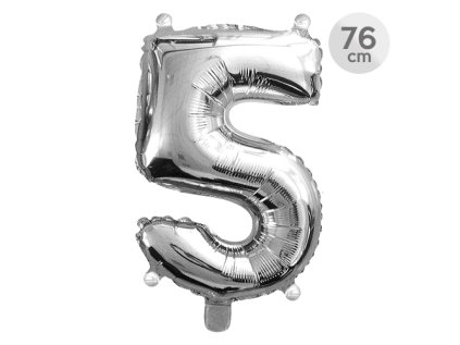 balon narozeninovy 76 cm cislo 5 stribrny