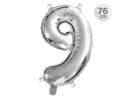 balon narozeninovy 76 cm cislo 9 stribrny