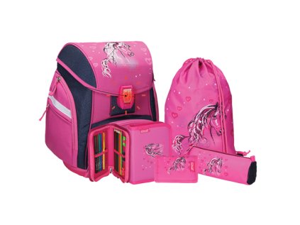 skolni aktovka 5 dilny set pro light horse led