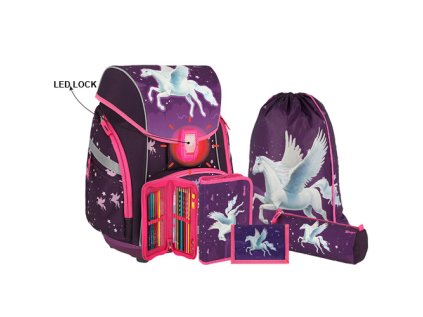 skolni aktovka 6 dilny set pro light premium 3d horse led