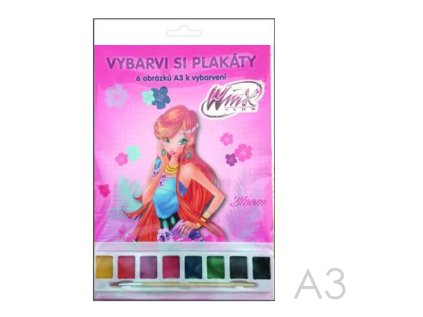 omalovanky a3 akim plakatove 6ks winx club s vodovymi barvami