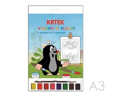 omalovanky a3 akim plakatove 6ks krtek s vodovymi barvami