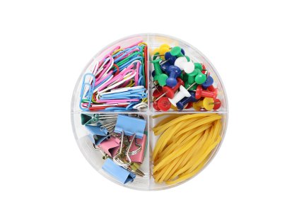 kancelarska sada m g 4v1pripinacky binder clip sponky gumicky sada barevna 200 ks