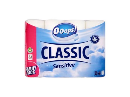 toaletni papir ooops classic sensitive 3 vrstvy 24 ks bal