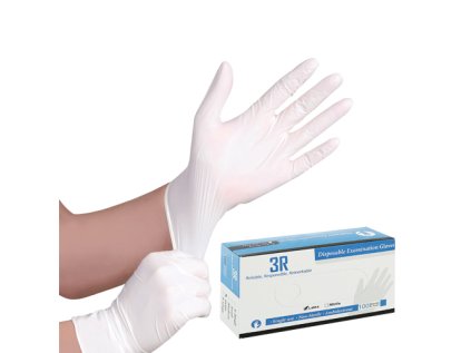 rukavice latexove bile pudrovane velikost l bal 100 ks