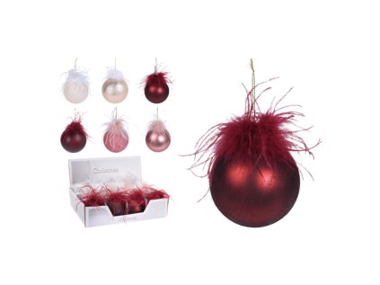 vanocni koule pp 100 mm s pirkem mix 1ks