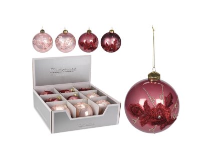 vanocni koule sklenena 100 mm ruzova mix 1ks