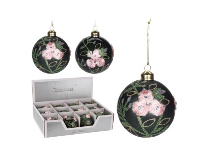 vanocni koule sklenena 80 mm smaragdova mix 1ks