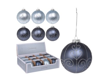 vanocni koule sklenena 100 mm modra 100 mm mix 1ks