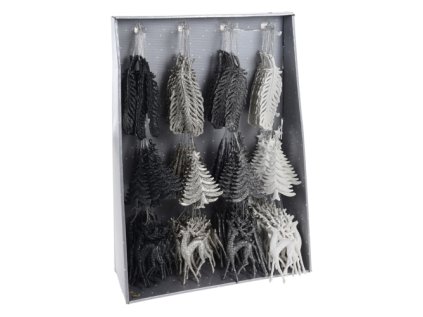 vanocni ozdoba pp cernobila ruzne tvary 16 cm mix 1ks