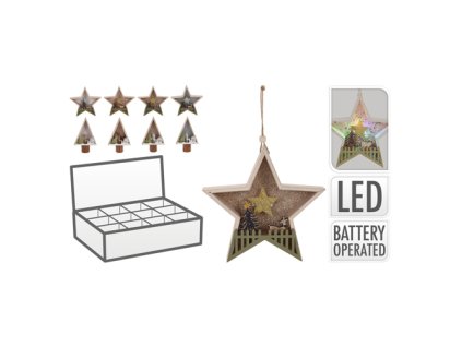 dekorace ruzne tvary barevne led drevena mix 1ks