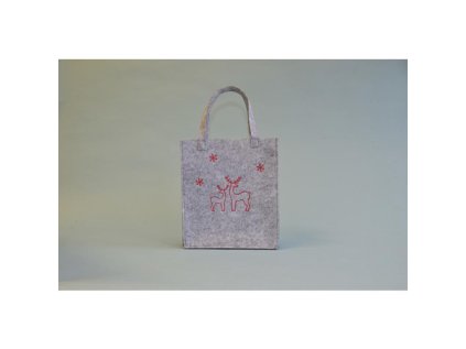 darkova taska vanocni 22x25x6 cm z filcu seda s motivem mix 1ks