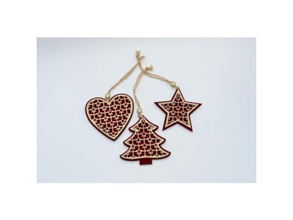 dekorace zavesna vanocni motiv dreveny 8 cm mix 1ks