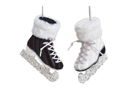 dekorace zavesna brusle 12 cm se trpytkami 2 barvy