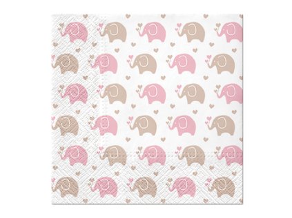 ubrousky paw l 33x33cm baby elephants pink