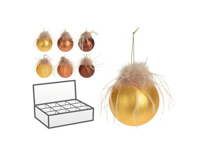 vianocna gula sklenena 80mm mix zlata s pierkom 1ks