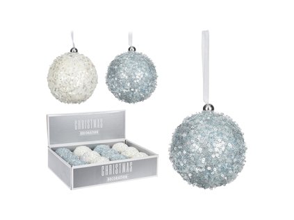 vanocni koule 8 cm s flitry 2 barvy