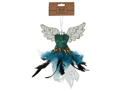 dekorace zavesna letici andel modry