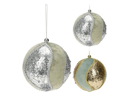 vanocni koule latkova 85 mm zelena se trpytivou stribrnou zlatou barvou 2 varianty