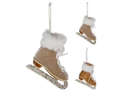 dekorace zavesna brusle s kozesinkou 12cm 2 barvy