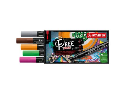 akrylovy popisovac stabilo free acrylic t300 kulaty hrot 2 3 mm vintage sada 5 ks