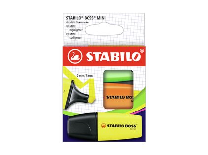zvyraznovac stabilo boss mini 3 ks baleni zluta oranzova zelena