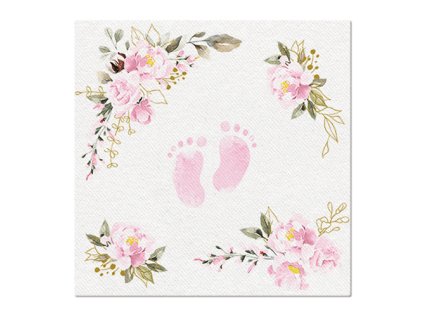 ubrousky paw airlaid 40x40 cm baby feet light pink