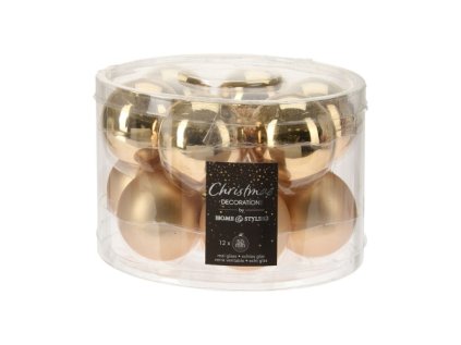 vanocni koule 50 mm sklenene 12 ks mix zlata matna