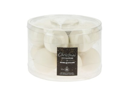 vanocni koule 50 mm sklenene 12 ks bile