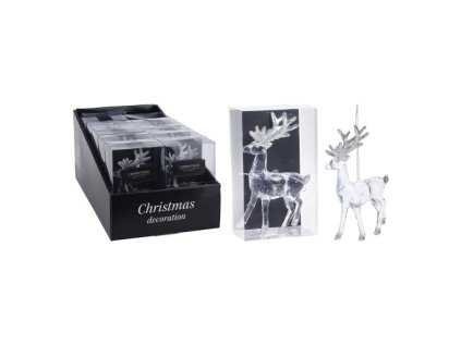 jelen se stribrnymi trpytivymi parohami dekorace