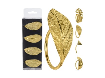 dekoracni obroucky na ubrousky list zlaty sada 4 ks