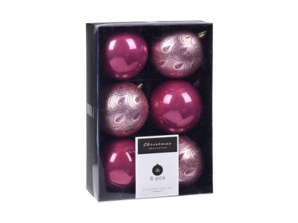 vanocni koule sada 6 ks ruzove prum 80 mm mix matna dekor leskla