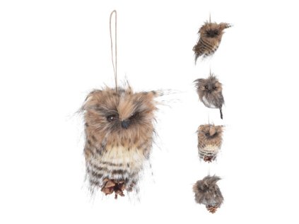 dekoracia zavesna sova s pierkami 9x10 cm mix 1ks