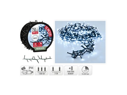 dekoracni osvetleni vnejsek retez 750 led bila studena delka 15 m 230v