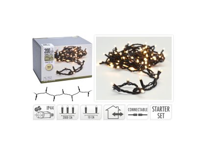 svetelny retez 200 led bily teply delka 20 m 230v venk pouziti