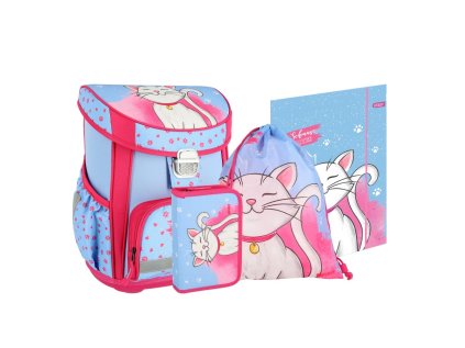 skolni batoh 4 dilny set vision white cat