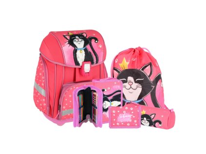 skolni batoh 5 dilny set smart 3d s led osvetlenim cat queen