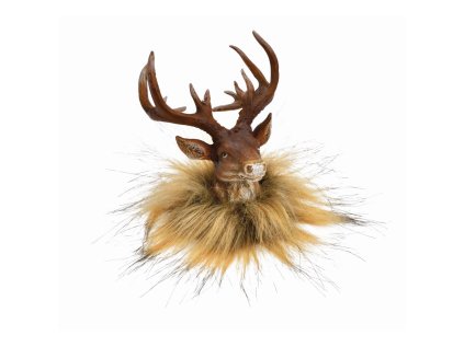 dekorace hlava jelena s umelou kozesinou 8x11x10 cm