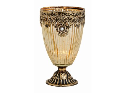 svicen skleneny marocky dekor 10x10x18 cm zlaty
