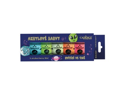 sada 5ks akrylovych barev cadence svitici ve tme